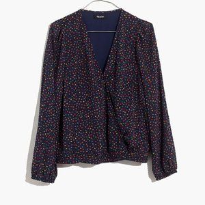 Madewell Lyric Wrap Top in Sugar Dot